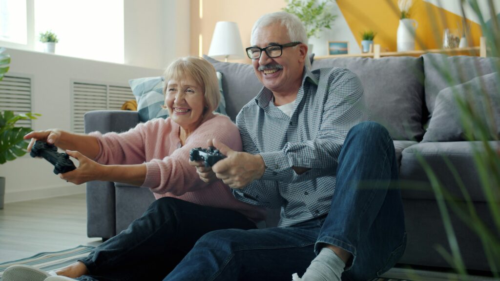 Joyful older adult couple