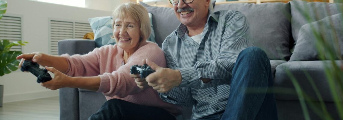 Joyful older adult couple