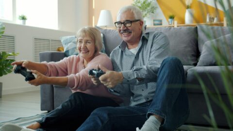 Joyful older adult couple
