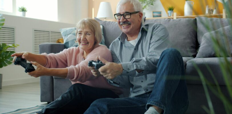 Joyful older adult couple